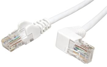 UTP kabel cat.5e 0,5m bílý 1 lomený konektor