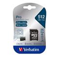 VERBATIM Pro microSDXC 512GB UHS-I V30 U3 + SD adaptér