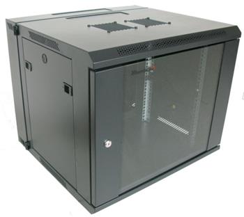 XtendLan 19", na stěnu, dvoudílný, výška 9U, 600 x 550, skleněné dveře, černý