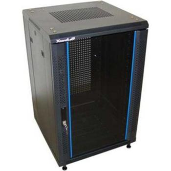 XtendLan 19" rozvaděč 18U/600x800 stojanový,černý,skl.dveře,perf.záda-S